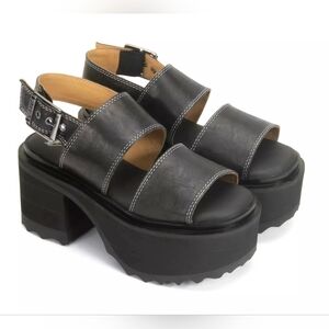 Fluevog Razzle Black Platform Sandals